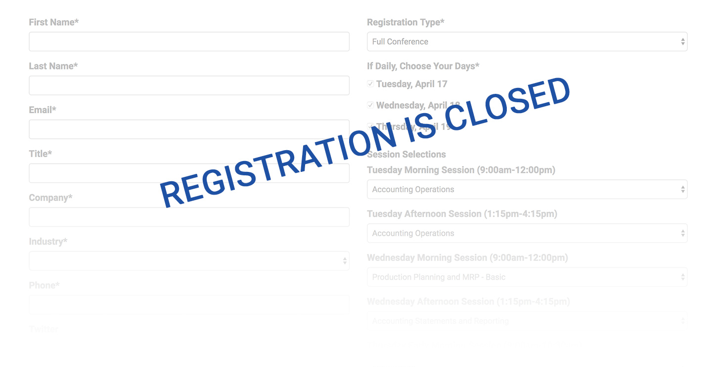 2018 User Conference Registration is Closed