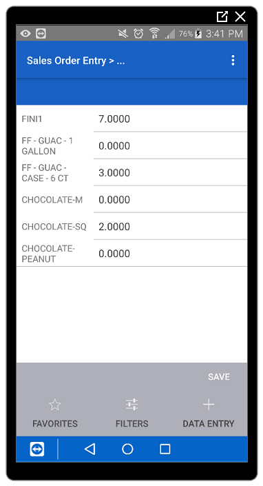 Sales order template in Deacom Mobile ERP for Android