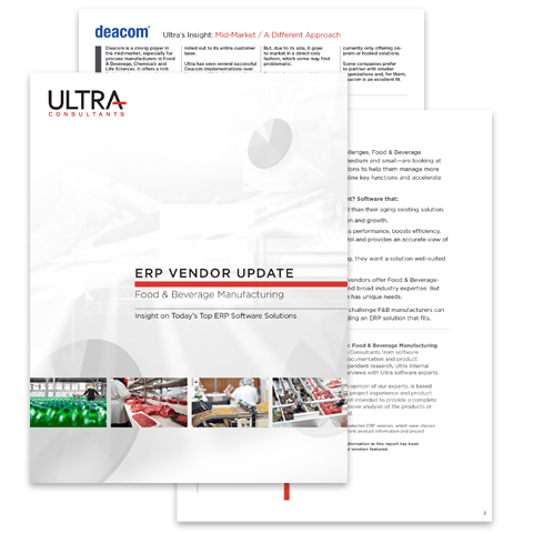 Ultra Consultants ERP Vendor Update - Food & Beverage Manufacturing