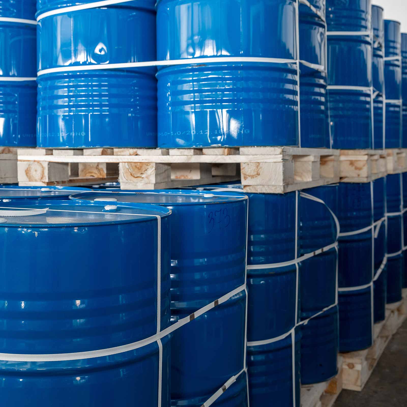 Barrels in a chemical manufacturing facility