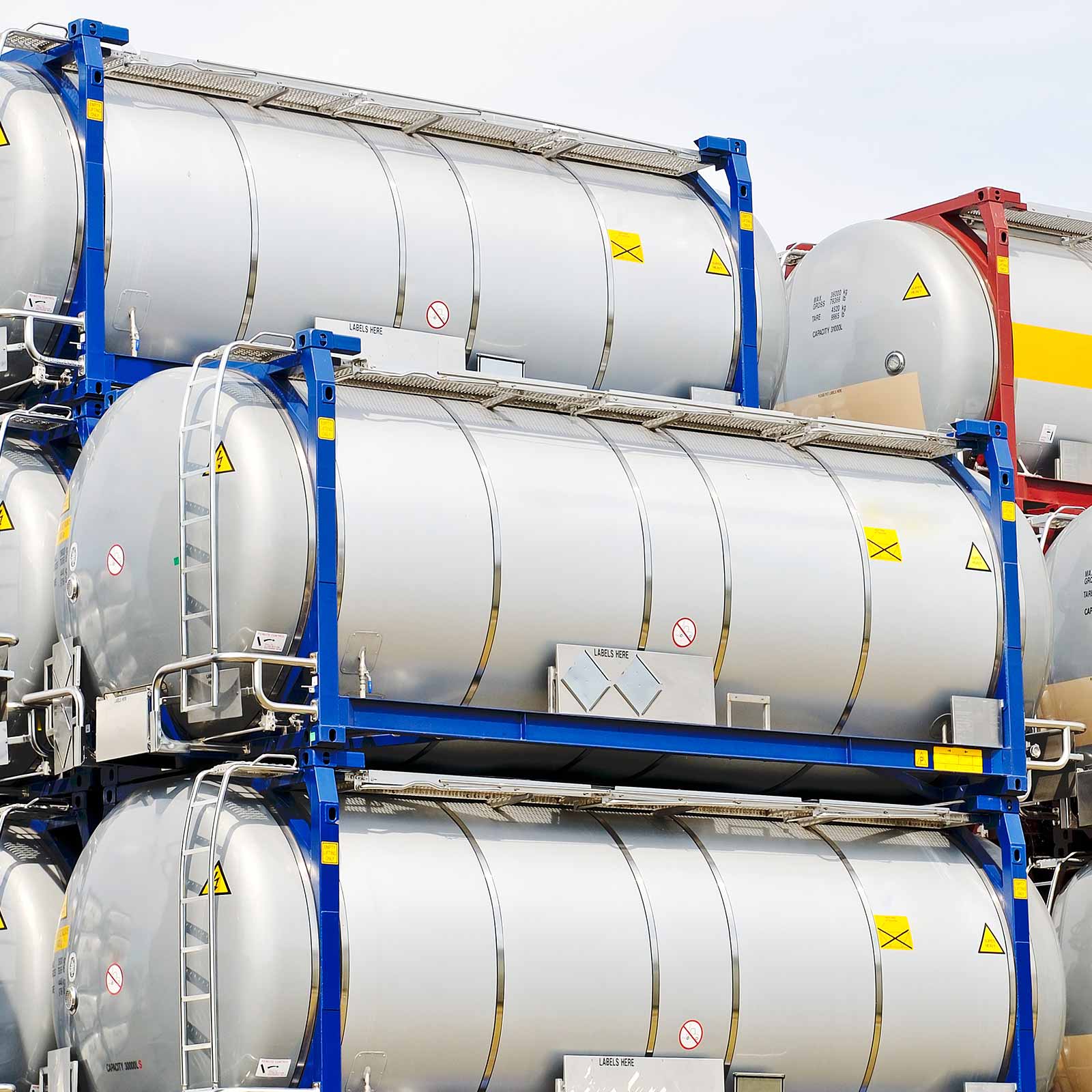 bulk chemical tanks in storage