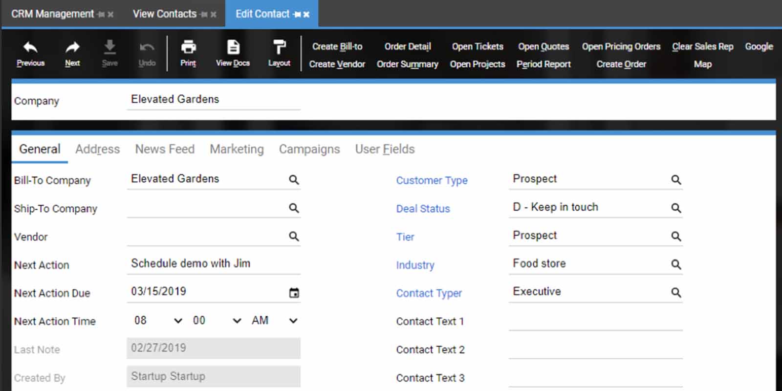 A screenshot of the Deacom CRM