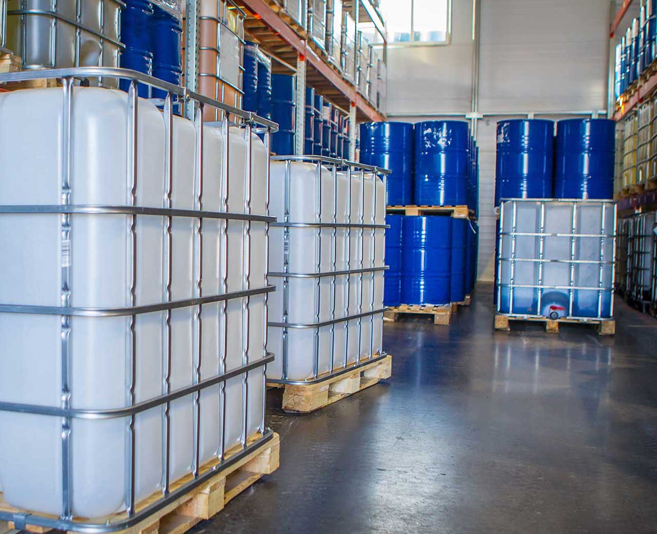Chemical bins in warehouse